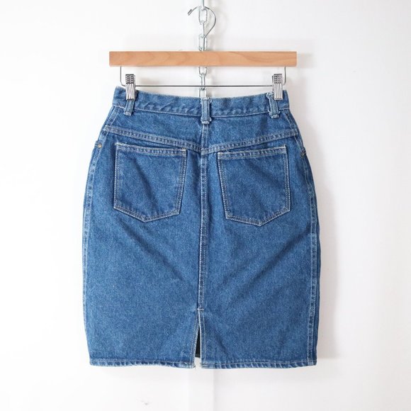 ❌SOLD❌vintage 90s high-waisted denim mini skirt - Picture 3 of 4